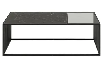 Saklani 120x60 cm Rektangulärt Soffbord i Metall med Glasskiva - Svart - Möbler - Bord & matgrupper - Soffbord