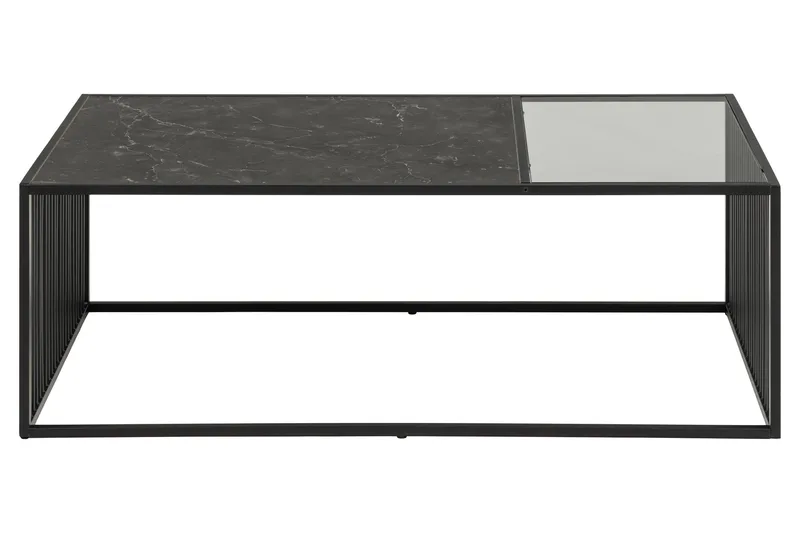 Saklani 120x60 cm Rektangulärt Soffbord i Metall med Glasskiva - Svart - Möbler - Bord & matgrupper - Soffbord