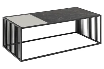 Saklani 120x60 cm Rektangulärt Soffbord i Metall med Glasskiva - Svart - Möbler - Bord & matgrupper - Soffbord