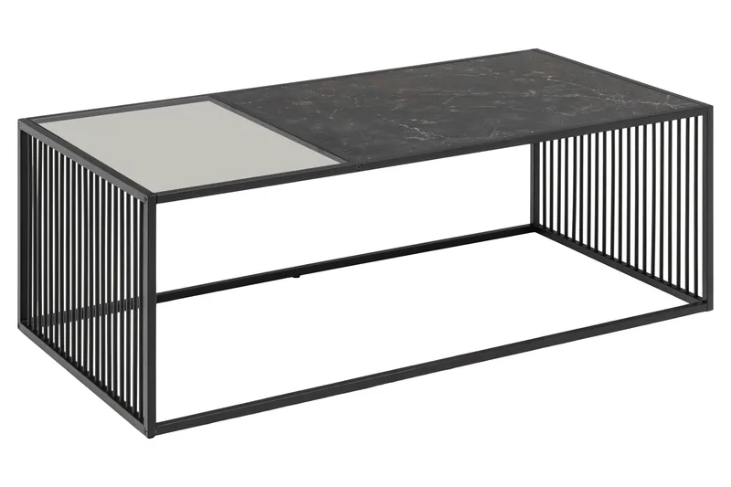 Saklani 120x60 cm Rektangulärt Soffbord i Metall med Glasskiva - Svart - Möbler - Bord & matgrupper - Soffbord