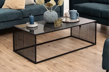 Saklani 120x60 cm Rektangulärt Soffbord i Metall med Glasskiva - Svart - Möbler - Bord & matgrupper - Soffbord