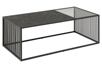 Saklani 120x60 cm Rektangulärt Soffbord i Metall med Glasskiva - Svart - Möbler - Bord & matgrupper - Soffbord