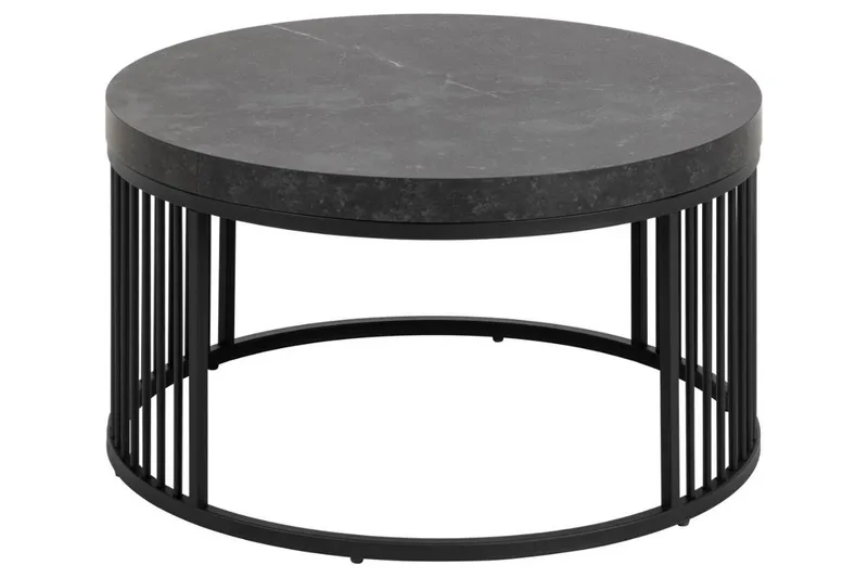 Saklani Runt Soffbord 65 cm i Metall med Stavunderrede - Mörkgrå - Möbler - Bord & matgrupper - Soffbord