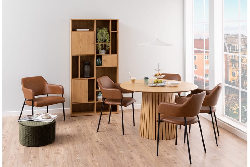 Saku Runt Matbord 120 cm med Trä- och Ekutseende - Beige - Möbler - Bord & matgrupper - Matbord & köksbord