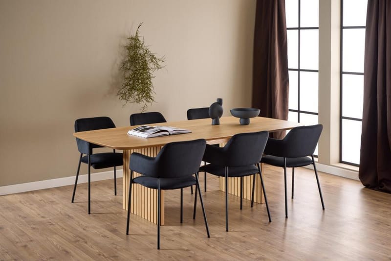 Saku Stort Rektangulärt Matbord 220 cm med Trä- och Ekutseende - Beige - Möbler - Bord & matgrupper - Matbord & köksbord