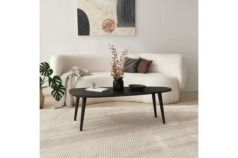 Saldus 115 cm Ovalt Soffbord i Målat Trä - Mörkbrun - Möbler - Bord & matgrupper - Soffbord