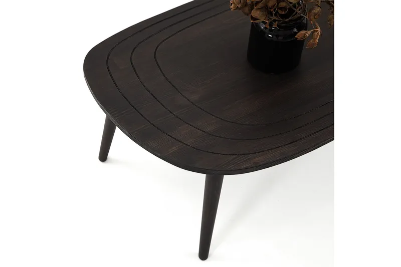 Saldus 115 cm Ovalt Soffbord i Målat Trä - Mörkbrun - Möbler - Bord & matgrupper - Soffbord