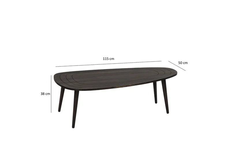 Saldus 115 cm Ovalt Soffbord i Målat Trä - Mörkbrun - Möbler - Bord & matgrupper - Soffbord