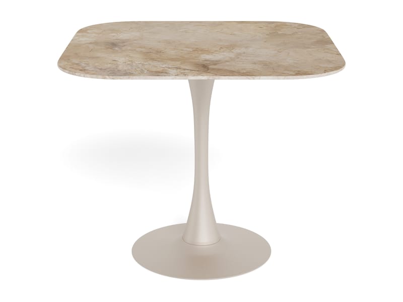 Salm Matbord 90 cm Kvadratisk, Brun Keramiktopp; Grå Bas