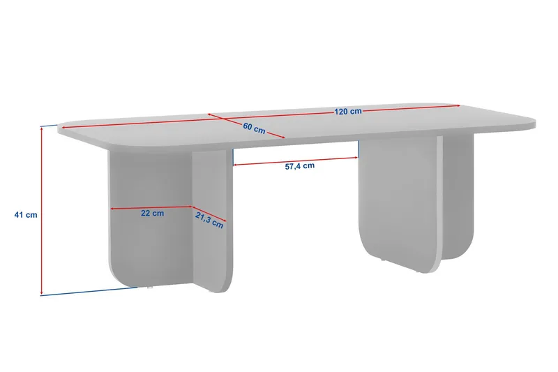 Salrin Rektangulärt Soffbord 120x60 cm med Travertin- och Valnötsutseende - Beige - Möbler - Bord & matgrupper - Soffbord