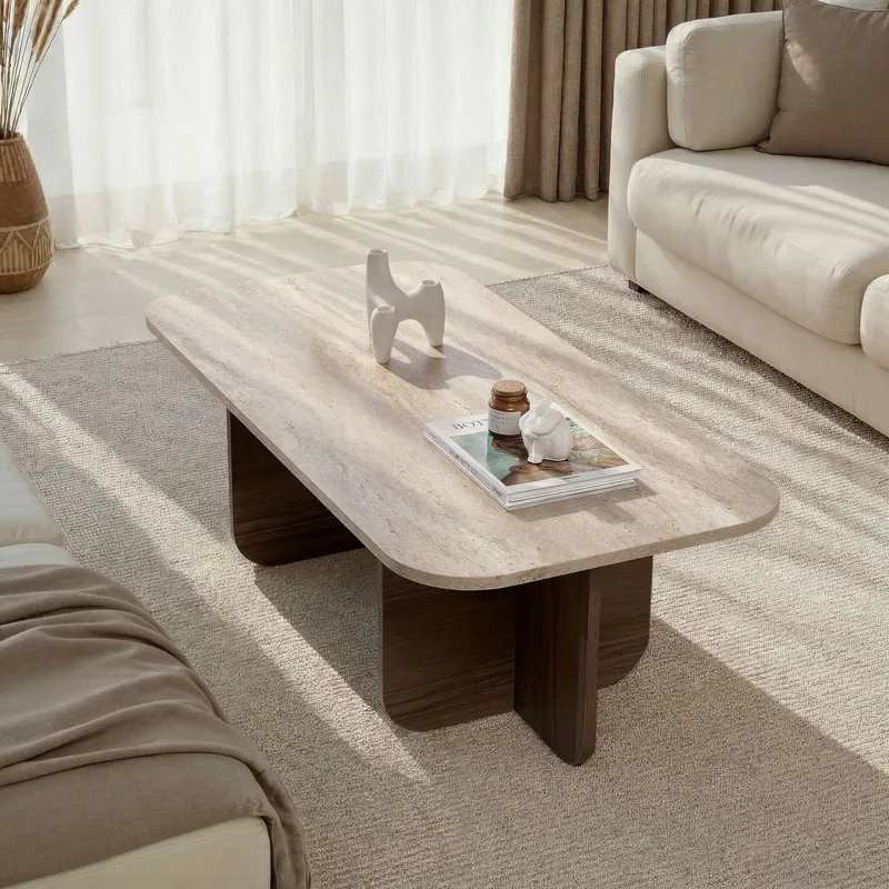 Salrin Soffbord 120x41x60 cm - Travertin/Venezia-valnöt - Möbler - Bord & matgrupper - Soffbord