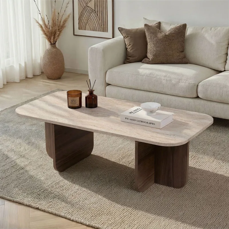 Salrin Soffbord 120x41x60 cm - Travertin/Venezia-valnöt - Möbler - Bord & matgrupper - Soffbord