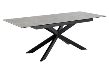Salupa Utdragbart Rektangulärt Matbord 168–210 cm med Glasskiva, Betong- och Metallutseende - Grå - Möbler - Bord & matgrupper - Matbord & köksbord