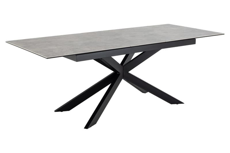 Salupa Utdragbart Rektangulärt Matbord 168–210 cm med Glasskiva, Betong- och Metallutseende - Grå - Möbler - Bord & matgrupper - Matbord & köksbord
