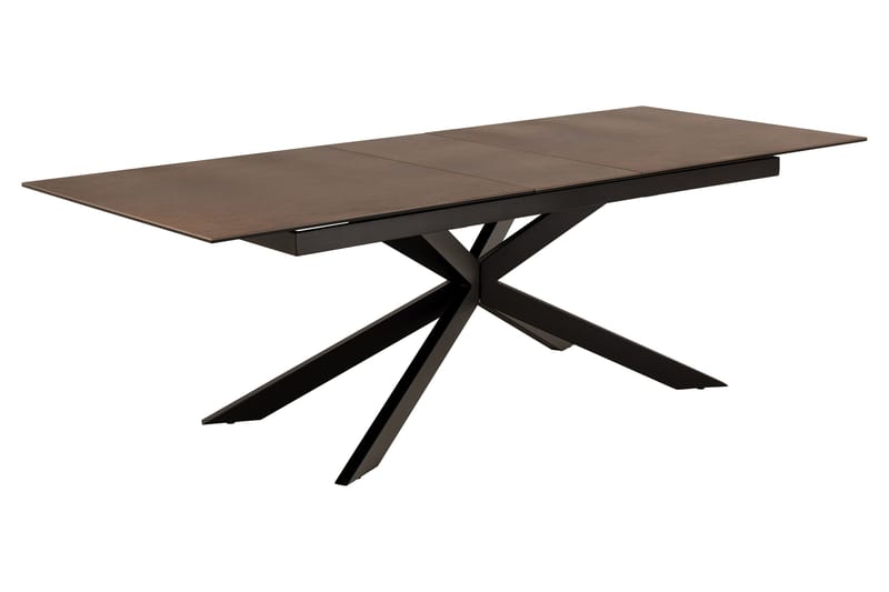 Salupa Utdragbart Rektangulärt Matbord 200–240 cm med Glasskiva, Sten- och Metallutseende - Brun - Möbler - Bord & matgrupper - Matbord & köksbord
