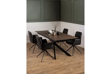 Salupa Utdragbart Rektangulärt Matbord 200–240 cm med Glasskiva, Sten- och Metallutseende - Brun - Möbler - Bord & matgrupper - Matbord & köksbord