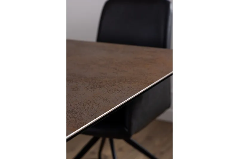 Salupa Utdragbart Rektangulärt Matbord 200–240 cm med Glasskiva, Sten- och Metallutseende - Brun - Möbler - Bord & matgrupper - Matbord & köksbord