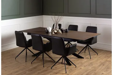 Salupa Utdragbart Rektangulärt Matbord 200–240 cm med Glasskiva, Sten- och Metallutseende - Brun - Möbler - Bord & matgrupper - Matbord & köksbord