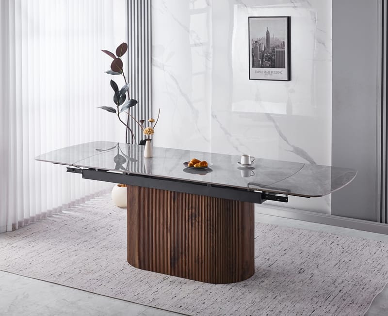 Salvador matbord 160-240 cm med grå keramisk sten / Valnöt - Grå keramisk sten / Valnöt - Möbler - Bord & matgrupper - Matbord & köksbord