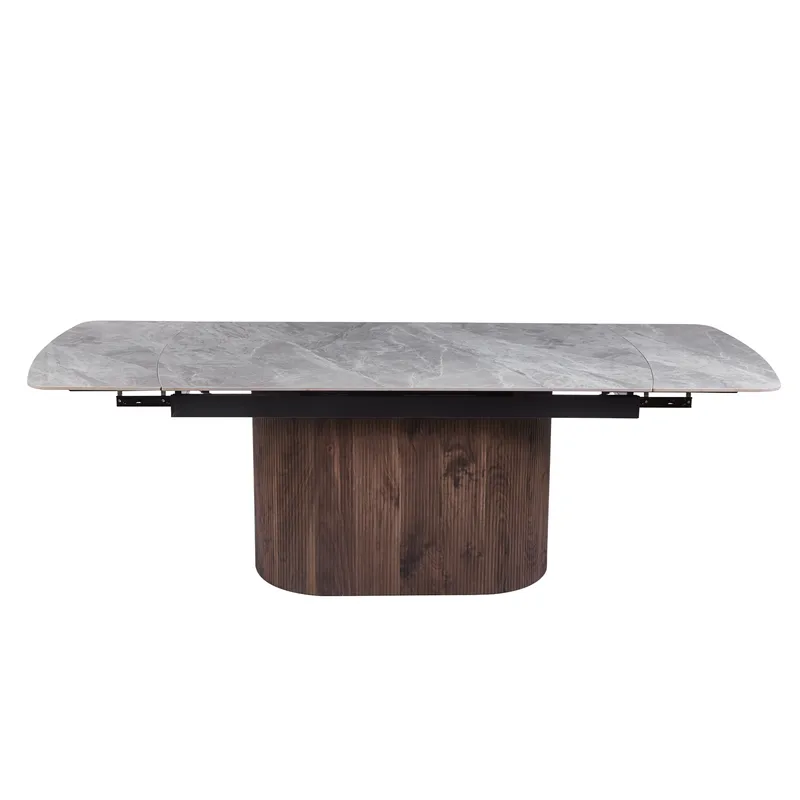 Salvador matbord 160-240 cm med grå keramisk sten / Valnöt, Grå keramisk sten / Valnöt