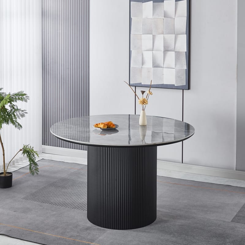 Salvador runt matbord Ø120 cm med grå keramisk sten - Grå keramisk sten - Möbler - Bord & matgrupper - Matbord & köksbord