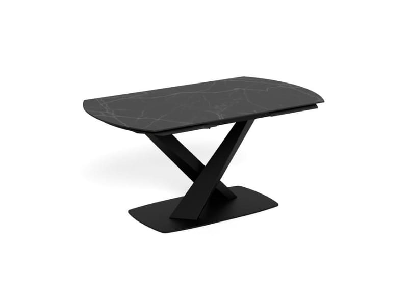 Salvas Förlängningsbart Matbord 160-240 cm Oval, Matt Svart Topp med Vita Nyanser; Svart Bas