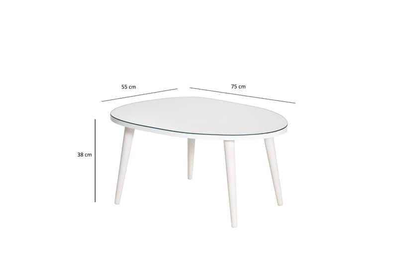 Samtens 75 cm Ovalt Soffbord i Glas med Träben - Vit - Möbler - Bord & matgrupper - Soffbord