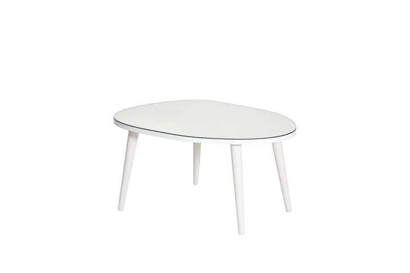 Samtens 75 cm Ovalt Soffbord i Glas med Träben, Vit