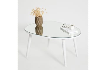 Samtens 75 cm Ovalt Soffbord i Glas med Träben - Vit - Möbler - Bord & matgrupper - Soffbord