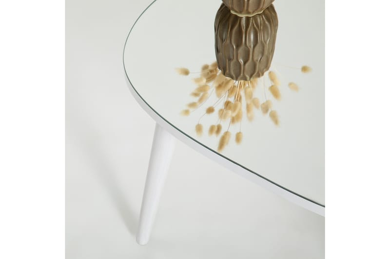 Samtens 75 cm Ovalt Soffbord i Glas med Träben - Vit - Möbler - Bord & matgrupper - Soffbord