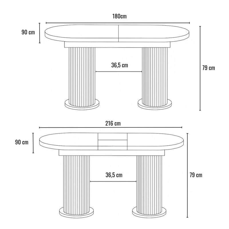 Samtens Matbord Oval 180 cm - Brun/Taupe - Möbler - Bord & matgrupper - Matbord & köksbord