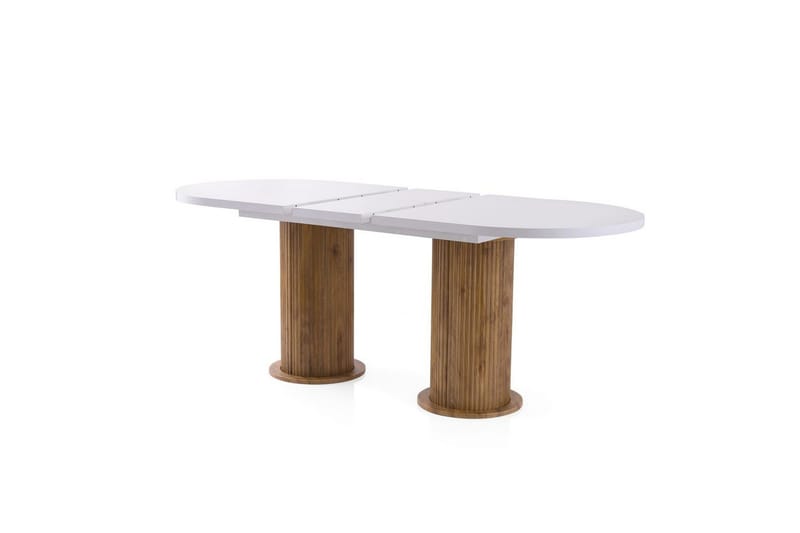 Samtens Utdragbart Ovalt Matbord 180 cm med Trä- och Valnötsutseende - Vit - Möbler - Bord & matgrupper - Matbord & köksbord