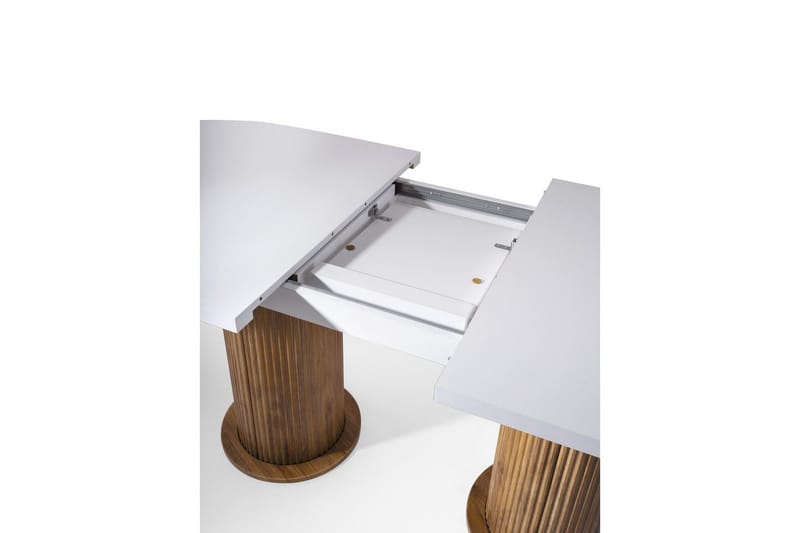 Samtens Utdragbart Ovalt Matbord 180 cm med Trä- och Valnötsutseende - Vit - Möbler - Bord & matgrupper - Matbord & köksbord