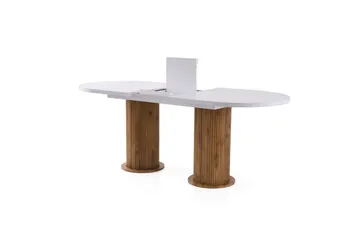 Samtens Utdragbart Ovalt Matbord 180 cm med Trä- och Valnötsutseende - Vit - Möbler - Bord & matgrupper - Matbord & köksbord