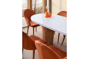 Samtens Utdragbart Ovalt Matbord 180 cm med Trä- och Valnötsutseende - Vit - Möbler - Bord & matgrupper - Matbord & köksbord