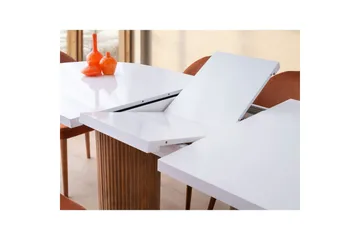 Samtens Utdragbart Ovalt Matbord 180 cm med Trä- och Valnötsutseende - Vit - Möbler - Bord & matgrupper - Matbord & köksbord