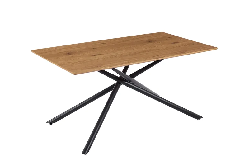 Santos Rektangulärt Matbord 160 cm i Metall med Ekutseende, Svart|Brun