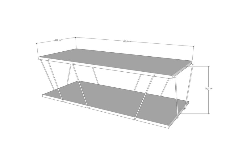 Sarnate Soffbord 120 cm med Förvaring Hylla - Antracit/Svart - Soffbord