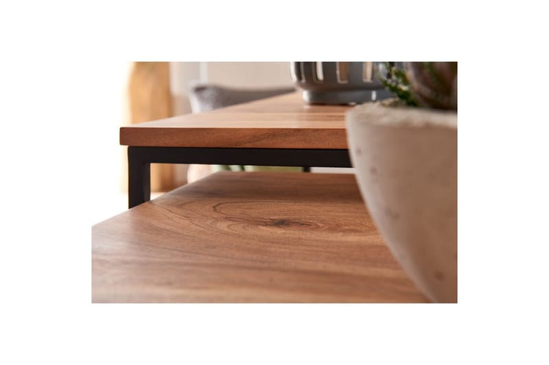 Satsbord Wohnling Set med 2 i massivt trä fyrkantiga metallben modern - Möbler - Bord & matgrupper - Avlastningsbord - Satsbord