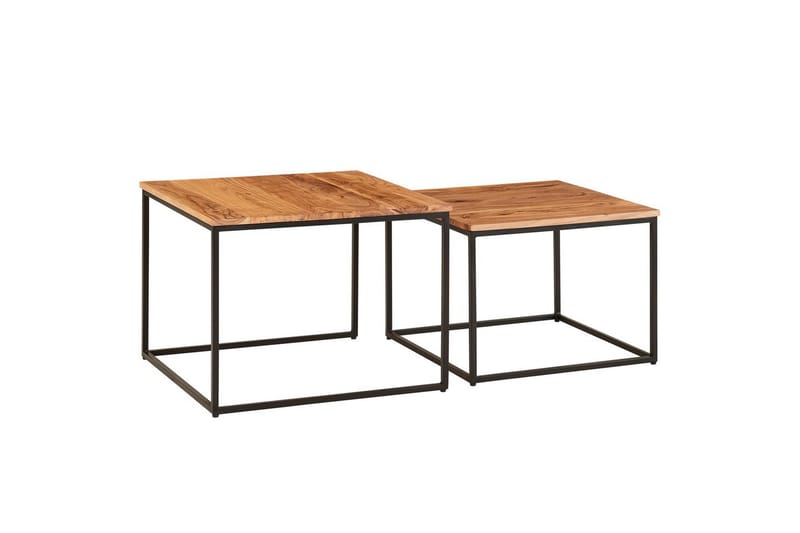 Satsbord Wohnling Set med 2 i massivt trä fyrkantiga metallben modern - Möbler - Bord & matgrupper - Soffbord