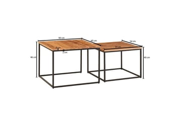 Satsbord Wohnling Set med 2 i massivt trä fyrkantiga metallben modern - Möbler - Bord & matgrupper - Avlastningsbord - Satsbord