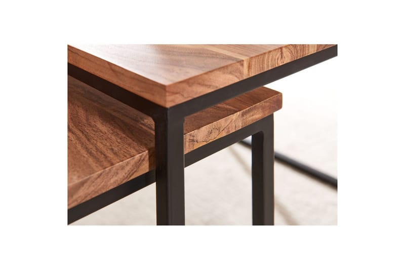 Satsbord Wohnling Set med 2 i massivt trä fyrkantiga metallben modern - Möbler - Bord & matgrupper - Avlastningsbord - Satsbord