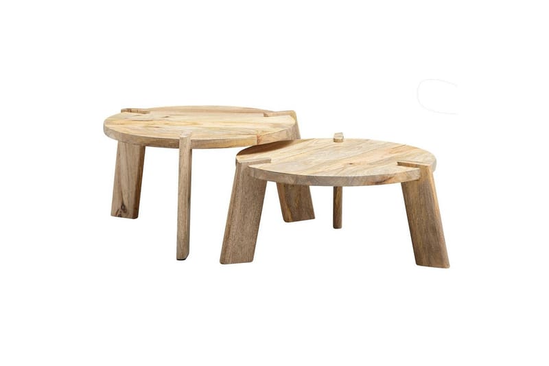 Satsbord Wohnling Set med 2 runda i massivt trä med massiva ben lantstil, undefined