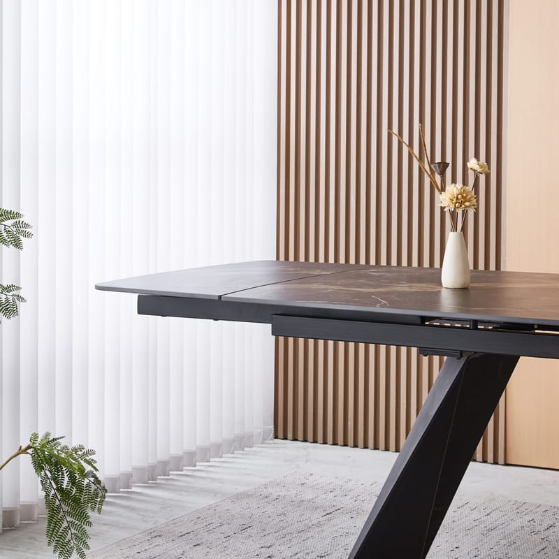 Saturnus matbord förlängningsbart 165-240 cm - Keramisk toppskiva - Matt svart/grå/brun marmormönstrad - Möbler - Bord & matgrupper - Matbord & köksbord