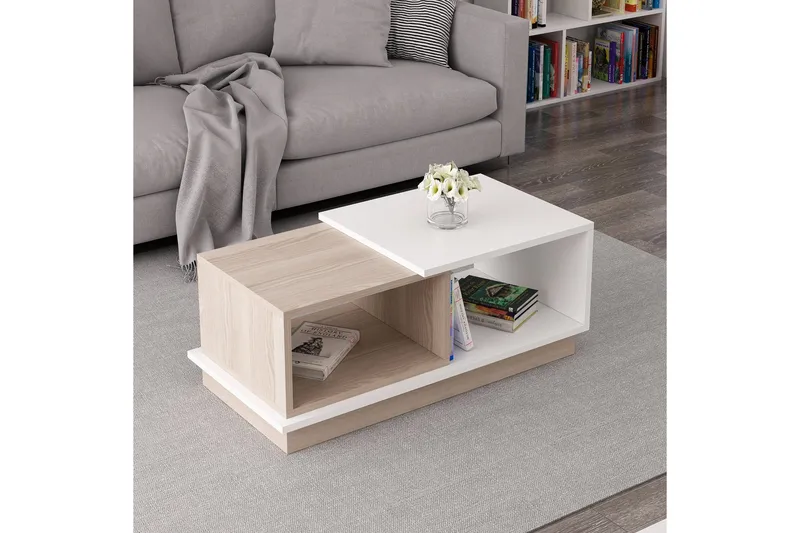 Schmida Soffbord 90x45 cm Vit/Brun - Hanah Home - Möbler - Bord & matgrupper - Soffbord