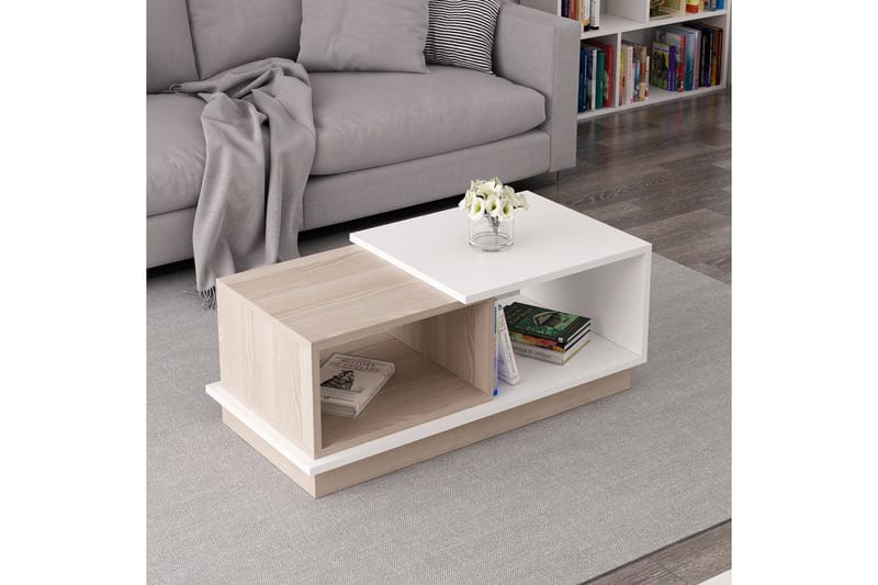 Schmida Soffbord 90x45 cm Vit/Brun - Hanah Home - Möbler - Bord & matgrupper - Soffbord