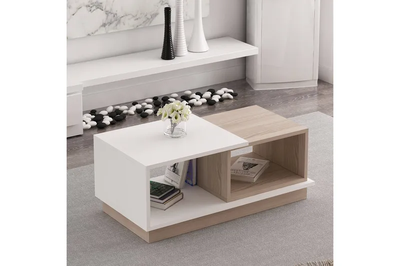 Schmida Soffbord 90x45 cm Vit/Brun - Hanah Home - Möbler - Bord & matgrupper - Soffbord