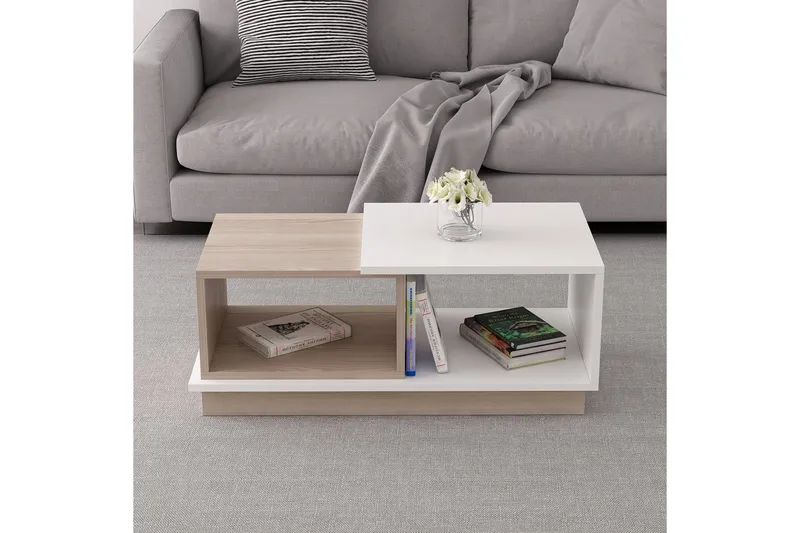 Schmida Soffbord 90x45 cm Vit/Brun - Hanah Home - Möbler - Bord & matgrupper - Soffbord