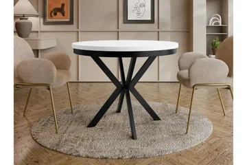 Sereth Litet Runt Matbord 90 cm med Träutseende - Vit / Svart - Möbler - Bord & matgrupper - Matbord & köksbord
