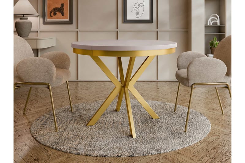 Sereth Matbord 100 cm Rund - Beige/Guld - Möbler - Bord & matgrupper - Matbord & köksbord